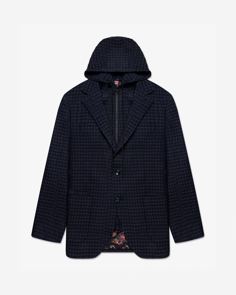 3D Houndstooth Removable Hoodie Jacket