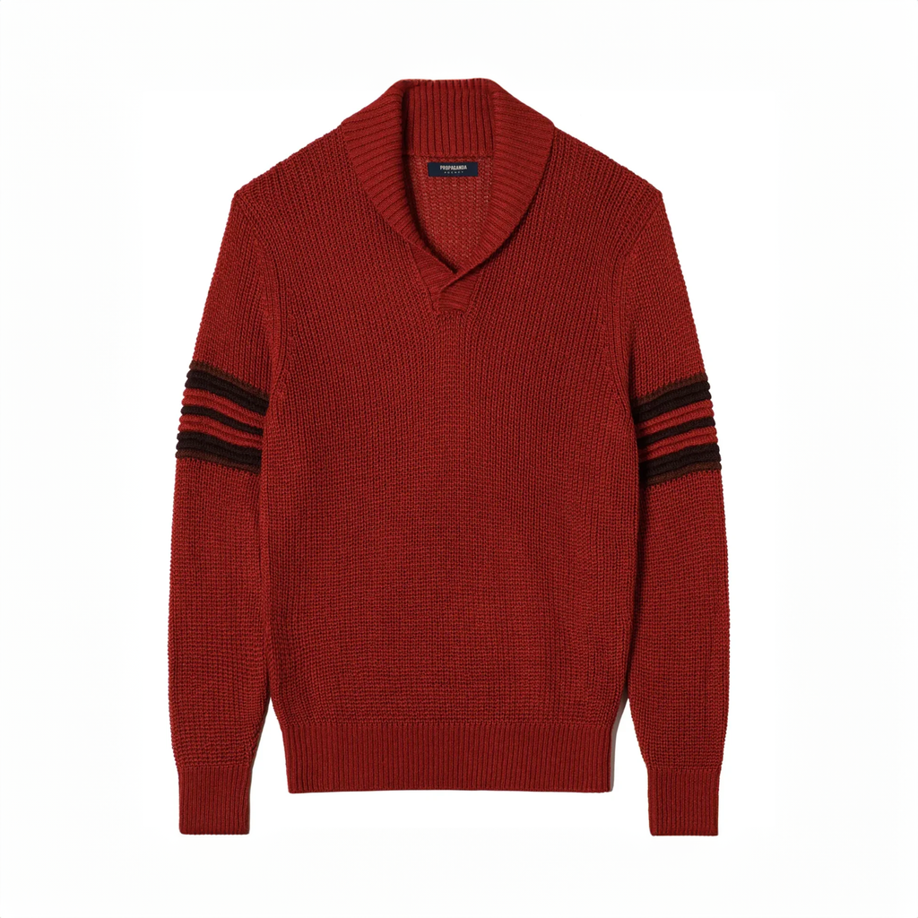 Propaganda Agency Red Varsity Shawl Sweater