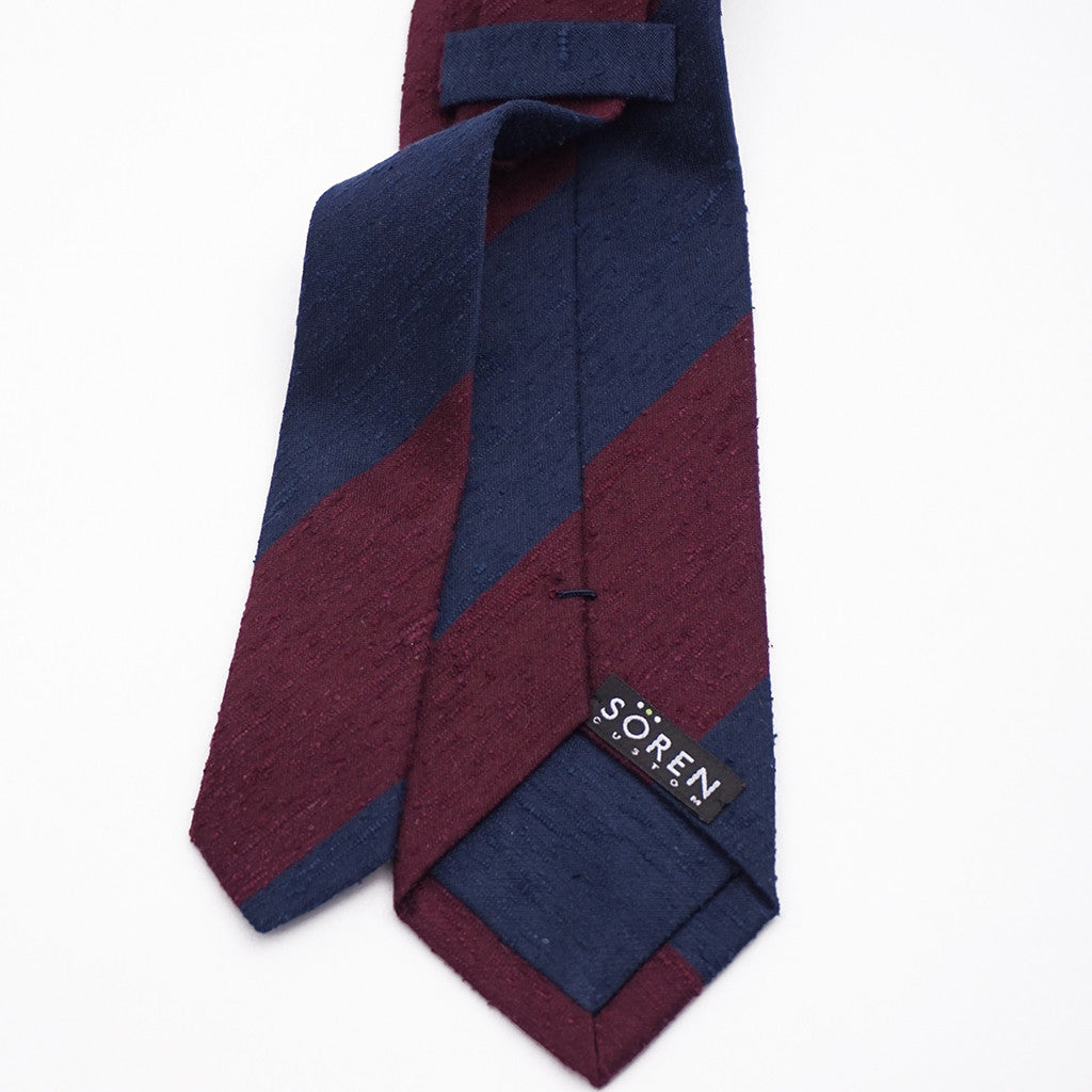 Luxury Shantung Silk - Navy/Burgundy