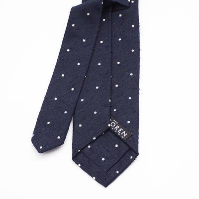 Luxury Shantung Silk Polka Dots - Navy