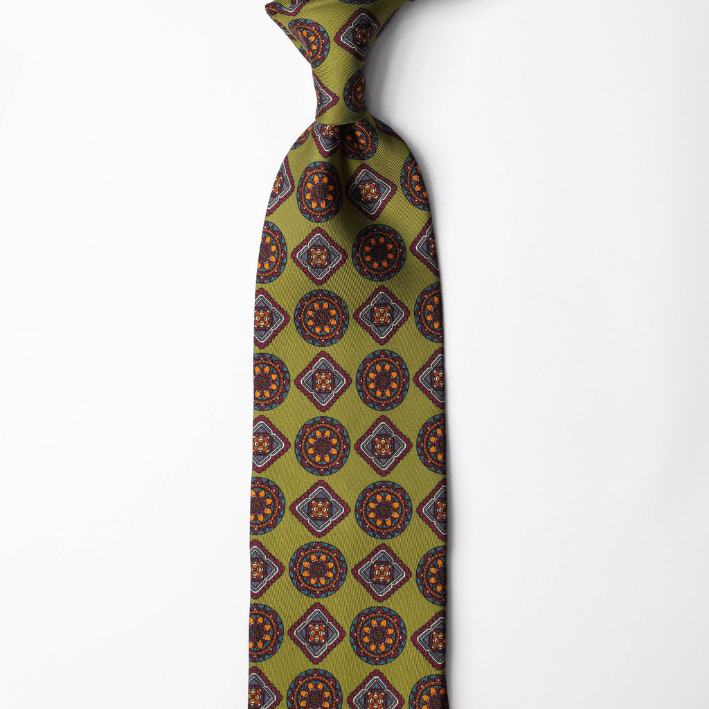 Printed Silk - Muted Lime Green