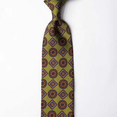 Printed Silk - Muted Lime Green