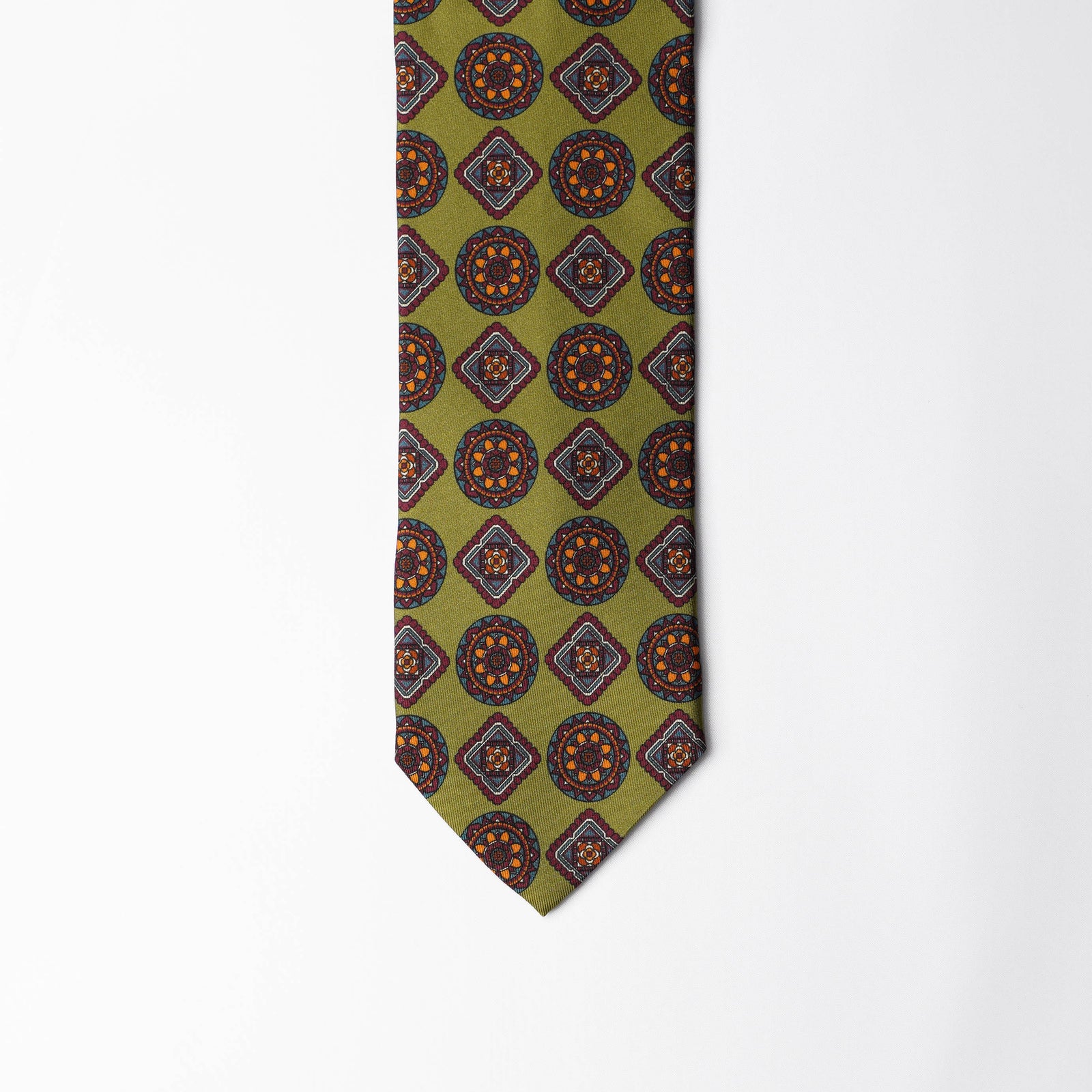 Printed Silk - Muted Lime Green